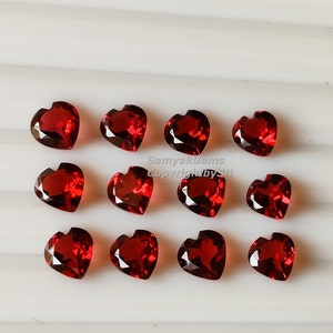 Natural Garnet Heart Gemstones - 3mm -6mm Faceted Garnet Heart Stones - AAA Red Garnet Heart Shape Loose Gems - Wholesale Garnet Cut Stones