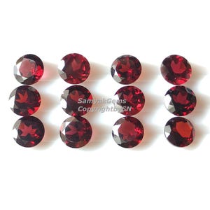 25 pezzi di granato rosso del Mozambico da 5 mm di pietre preziose rotonde all&#39;ingrosso, pietre tagliate a granato, qualità AAA, lotto di granato sfaccettato, gemme tagliate a granato sciolte per gioielli