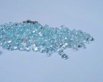 Topacio azul de calidad AAA, redondo, facetado, de 2 mm y 2,5 mm: lote de piedras sueltas de topacio con talla brillante.