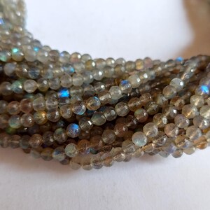 AAA+ Blue Fire Labradorite Rondelle Beads - 3mm -4mm Faceted Labradorite Beads - Wholesale Labradorite Stone Strands - 13&quot; Labradorite Beads