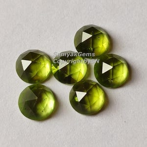 AAA Natural Peridot Rose Cut 4mm Cabochons Flat Back Peridot Cut Stones For Jewelry Loose Faceted Peridot Gemstones Wholesale Peridot Cabs