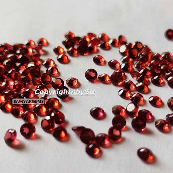 Mozambique Red Garnet 2mm, 2.5mm, 3mm Round Cut Stone | Natural AAA+ Red Garnet Semi Precious Gemstone Faceted Loose Cut Stone for Jewelry