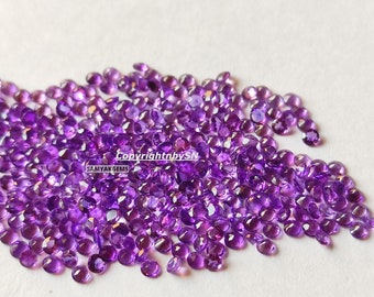 1mm Faceted Amethyst Round Brilliant Cut Loose Gemstones - AAA Quality Purple Amethyst High Quality Gems Pack Of 50-500Pcs Lot