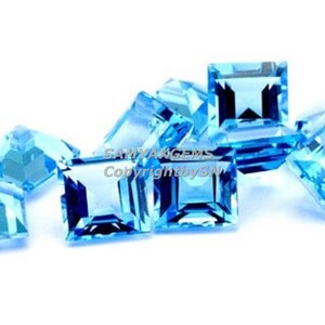 AAA+ Swiss Blue Topaz Princess Cut 6mm -8mm Faceted Gemstone - Wholesale Blue Topaz Square Cut Stones - Square Cut Blue Topaz Gemstone Lot
