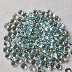 Natural Aquamarine Faceted 2mm To 3mm Loose Round Gemstone - AAA Quality Stones - Semi-Precious Cabochon Gemstone Lot -Pack Of 10-20Pcs Lot