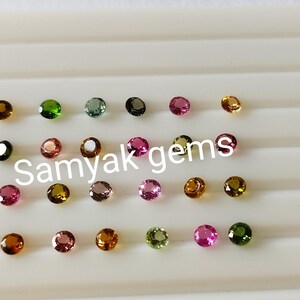 AAA Quality 3mm Multi Tourmaline Round Brilliant Cut Gemstone , Loose Faceted Tourmaline Calibrated Stones , 3mm Round Tourmaline Lot