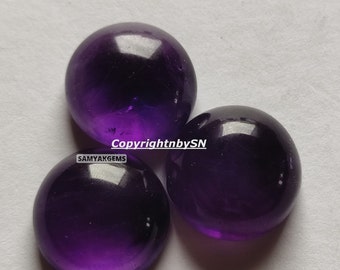 10Pcs Amethyst Round Cabochon 4mm -6mm Loose Gemstones - Purple Amethyst Round Loose Gemstones Wholesale Lot