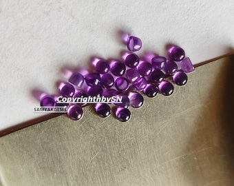 50Pcs AAA Purple Amethyst 2mm -3mm Loose Gemstones - Loose Round Shape 2mm Amethyst Cut Stones - Natural Amethyst Cabochon Lot