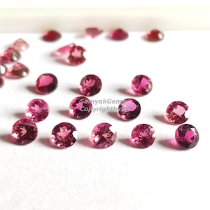 AAA+ Natural Pink Tourmaline Faceted Round Shape - Loose Gemstone Lot 3mm-5mm - Brilliant Cut Stones