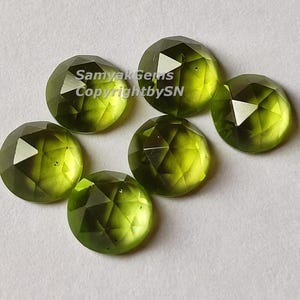 AAA+ Peridot Natural Rose Cut Gemstones 5mm Round Flat Back Peridot Cabochons Wholesale Faceted Peridot Cut Stones Rose Cut 5mm Round Cabs