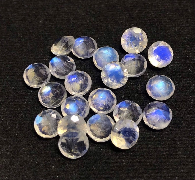 6mm Faceted Moonstone 6mm-8mm Round Cut Stone Natural Blue | Etsy