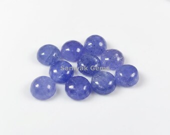AAA Tanzanite Cabochon 10mm Round Flat Back, Smooth Tanzanite Loose Gemstone for Jewelry Making, Natural Tanzanite Wholesale Lot