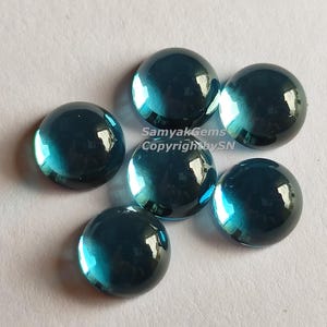 6mm London Blue Topaz Gemstone - AAA London Blue Topaz Smooth Stones - Round Blue Topaz Cabs - Wholesale Topaz Stone For Jewelry