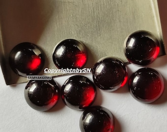 AAA+ Red Garnet Round Cabochon - 7mm - 8mm Garnet Loose Gemstones - Wholesale Garnet Cabs - Natural Garnet Gemstones 8mm Cut Stones