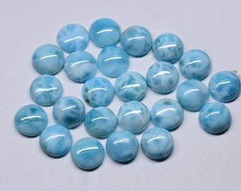 AAA larimar cabochons: 6 mm ronde blauwe edelstenen, platte achterkant - sieraden maken