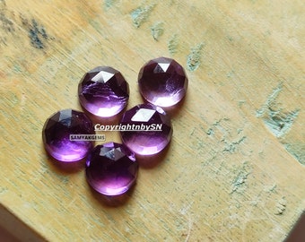 Purple Amethyst Rose Cut Round Cabochon -3mm,4mm,5mm,6mm,7mm,8mm,10mm - Calibrated Flat back Cabochons