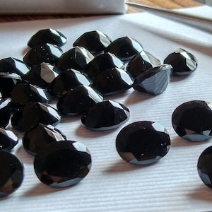 AAA Black Spinel Faceted Oval Gemstones 3x5mm - 7x5mm Oval Cut Black Agate Stones Loose Black Spinel Faceted Gems Black Onyx Oval Stones Lot