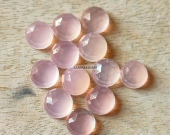 Cabujón de calcedonia rosa AAA de 8 mm de corte rosa: piedra preciosa suelta