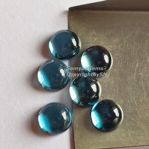 High Quality London Blue Topaz 3mm -4mm Round Blue Topaz Cabochon Loose Flat Back Topaz Cabs Wholesale Topaz Blue Gemstone Lot