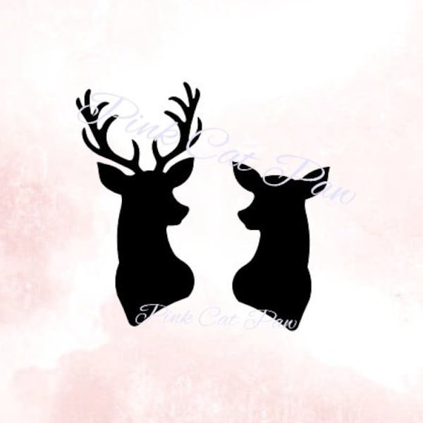 Deer Svg, Reindeer SVG, Doe Svg, Deer Head Svg, Deer Silhouette, Reindeer Head Svg, Christmas Deer Svg, Digital files, File For Cricut