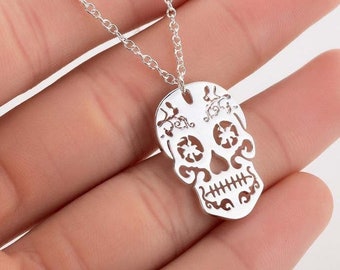 Vintage Skeleton Pendant/Necklace, Skull Pendant, Sugar Skull Pendant & Necklace, Mexican Inspired Jewelry, Ethnic Skull Necklace, Calavera