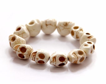 Skull Bracelet, Skull Beads Bracelet, Men Skull Bracelet, Unisex Skull  Wristband Bracelet, Calaveras Pulsera, Men's Jewelry, Skull Jewelry