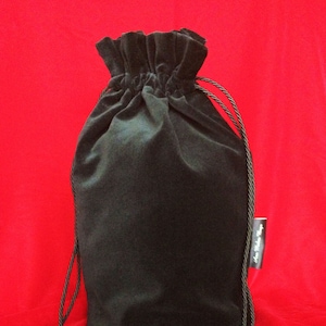 Black Velveteen Evening Bag with Rhinestone Tassels and Black Satin Lining - Large Size for Your Essentials