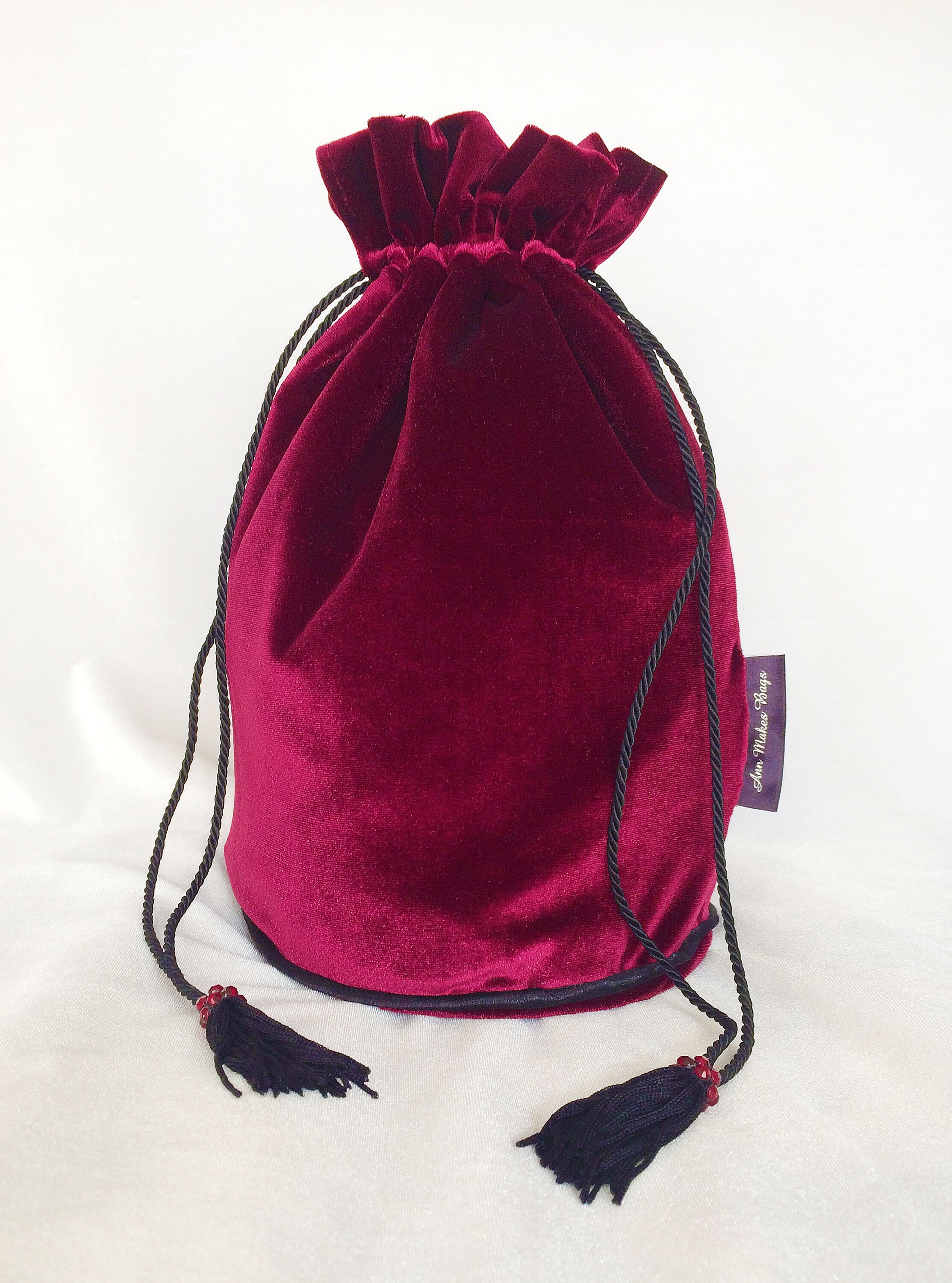 Large red velvet drawstring bag best sale