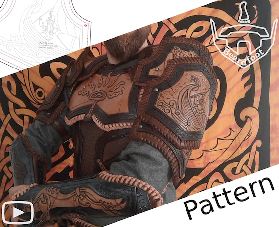 Digital Leather Ragnarok Shoulder Armor PATTERN - Viking Set