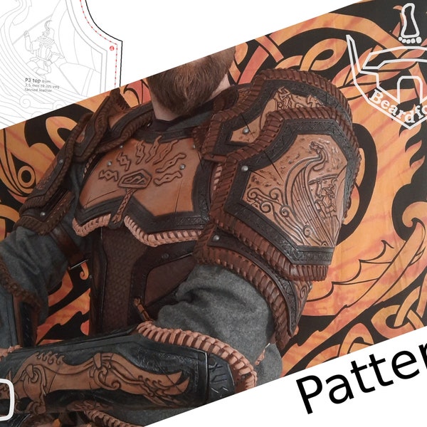 Digital Leather Ragnarok Shoulder Armor PATTERN - Viking Set