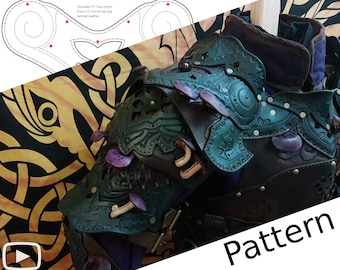 Digital Leather Mushroom Pauldron PATTERN - Nature Set