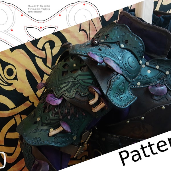 Digital Leather Mushroom Pauldron PATTERN - Nature Set