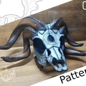 Digital LARP Demon Goat Skull Helmet PATTERN - Nature Set