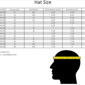 Pode incluir: Um gr&aacute;fico que mostra os tamanhos dos chap&eacute;us em polegadas e cent&iacute;metros. O gr&aacute;fico inclui tamanhos para XXS, XS, S, M, L, XL, XXL. O gr&aacute;fico tamb&eacute;m inclui a circunfer&ecirc;ncia da cabe&ccedil;a correspondente em cent&iacute;metros e polegadas. O gr&aacute;fico &eacute; intitulado "Tamanho do chap&eacute;u".