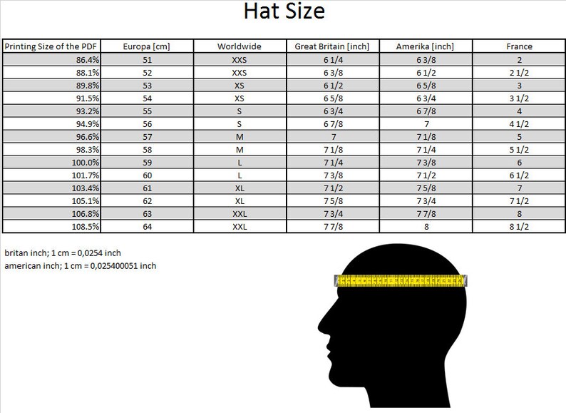 Pode incluir: Um gr&aacute;fico que mostra os tamanhos dos chap&eacute;us em polegadas e cent&iacute;metros. O gr&aacute;fico inclui tamanhos para XXS, XS, S, M, L, XL, XXL. O gr&aacute;fico tamb&eacute;m inclui a circunfer&ecirc;ncia da cabe&ccedil;a correspondente em cent&iacute;metros e polegadas. O gr&aacute;fico &eacute; intitulado "Tamanho do chap&eacute;u".