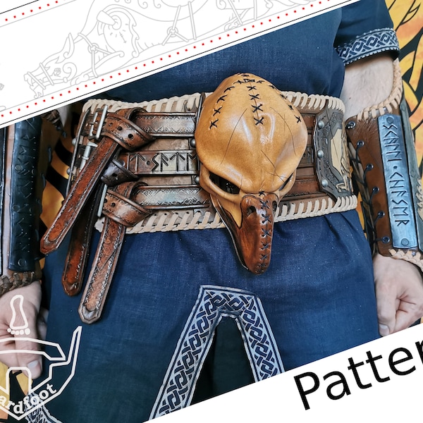 Digital Leather Wolf Belt PATTERN - Viking Set