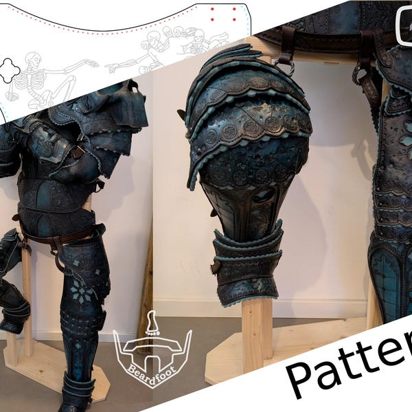 Digital Leather Gothic Leg Armor PATTERN - Cathedral Set