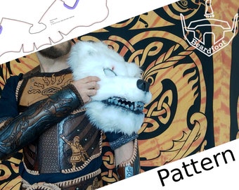 Digital Leather Wolf Head PATTERN - Viking Set