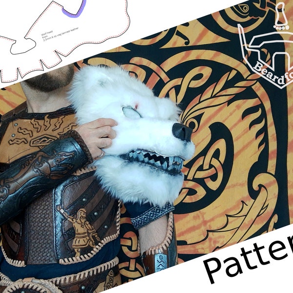 Digital Leather Wolf Head PATTERN - Viking Set