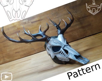 Digital LARP Deer Skull Leshen Helmet PATTERN - Nature Set