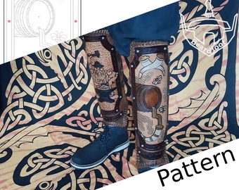 Molde digital para caneleiras de couro - Conjunto Viking