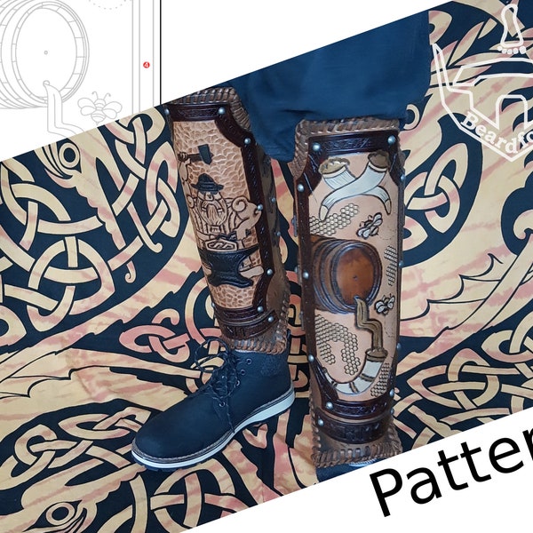 Digital Leather Leg Greaves PATTERN - Viking Set