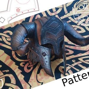 Digital LARP Leather Barbarian Helmet PATTERN - Viking Set