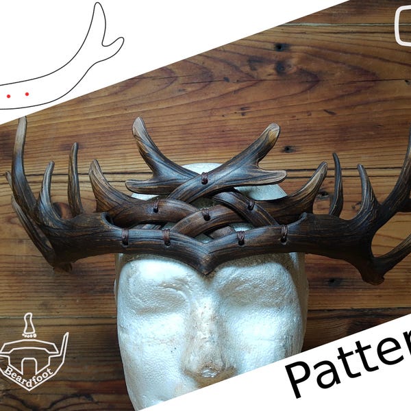 Digital Leather Antlers Crown PATTERN