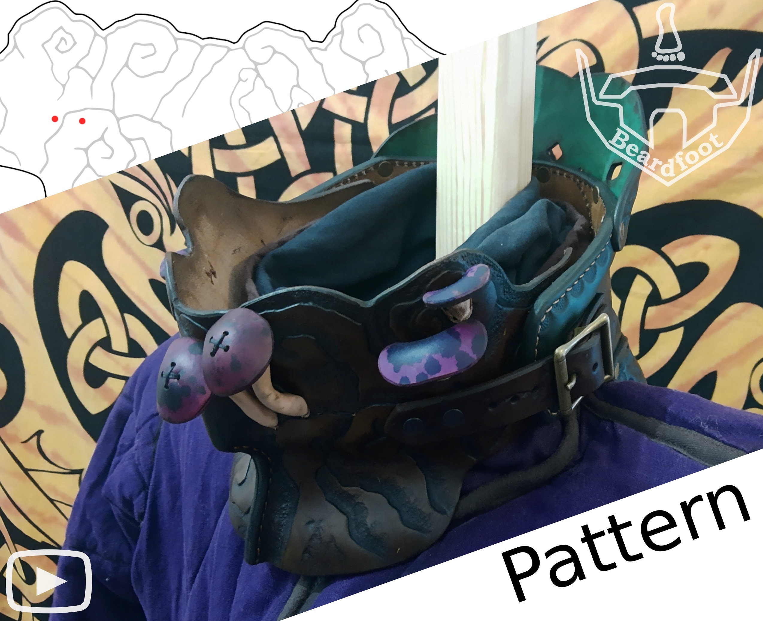 Digital Leather Mushroom Neck Wreath PATTERN - Nature Set