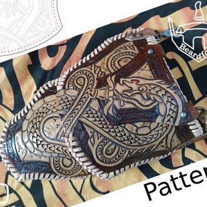 Digital Leather Serpent and Wolf Thigh Armor PATTERN - Viking Set