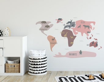 World Map Wall Decal Children 100 x 160 cm