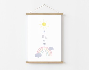 Poster "Sun + Rain = Rainbow" with rainbow