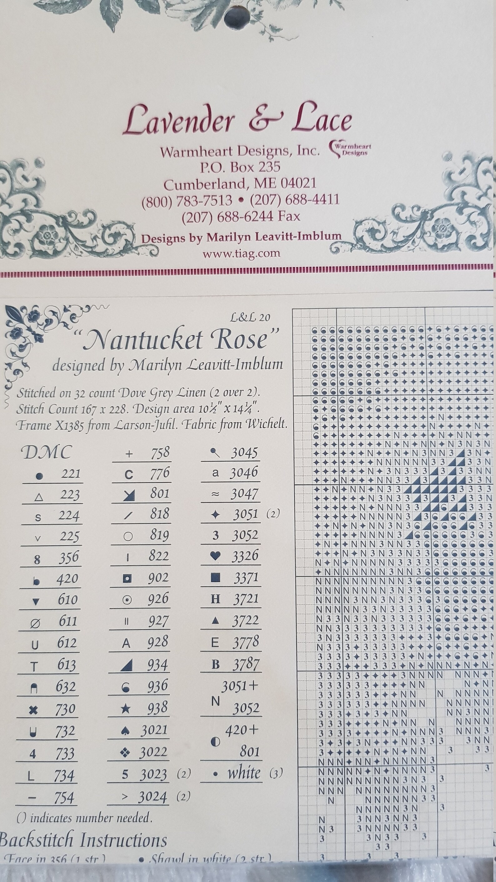 Lavender and Lace Cross Stitch Chart nantucket Rose Etsy