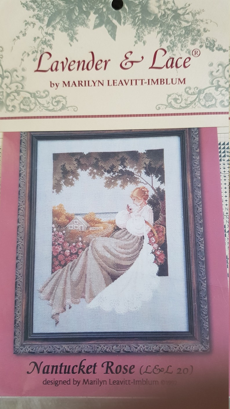 Lavender and Lace Cross Stitch Chart nantucket Rose Etsy